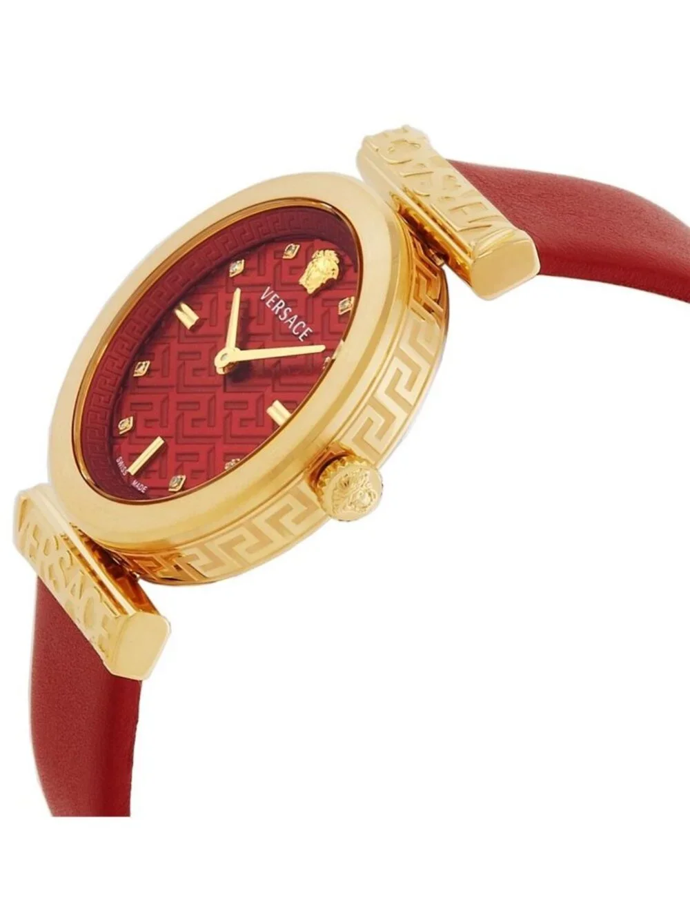 NWT Versace Regalia Quartz Crystal Red Dial Ladies Watch